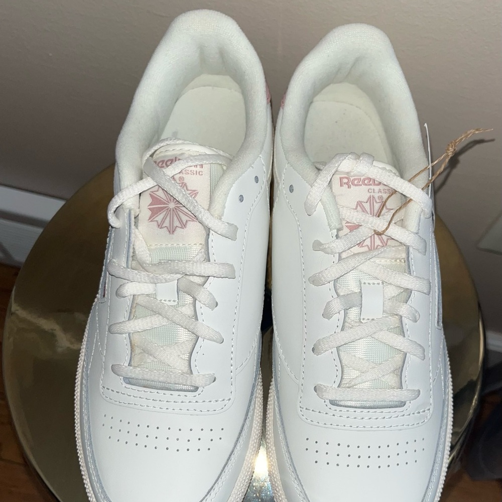 Reebok Classic White and Pink Sneakers